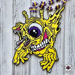 Yellow Cyclops Perler Necklace